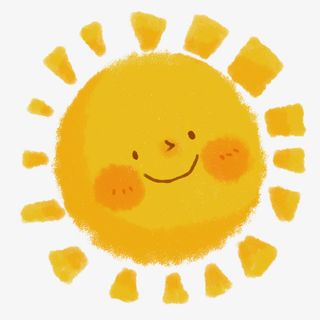 61儿童节蜡笔画太阳笑脸免抠