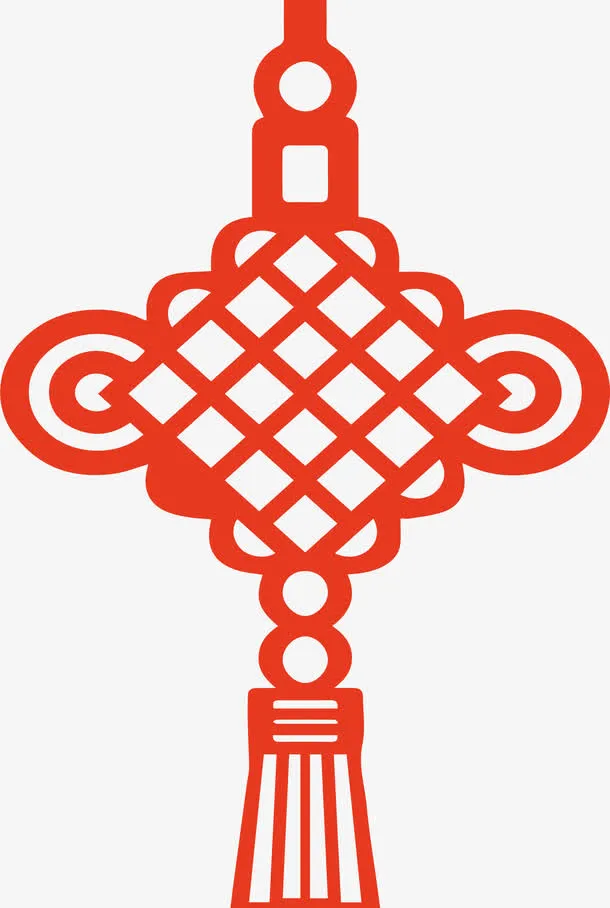 红色中国风手绘中国结边框免抠