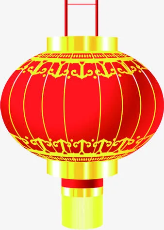 红色灯笼花纹装饰免抠