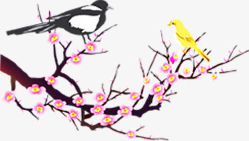喜鹊梅花七夕免抠