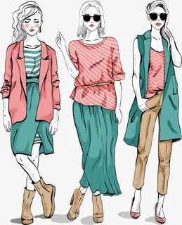 手绘时尚女模特免抠