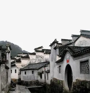 徽州老街和月亮门院落免抠
