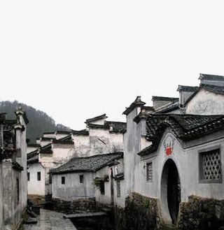 徽州老街和月亮门院落免抠