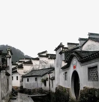 徽州老街和月亮门院落免抠