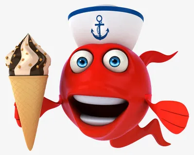 拿着冰淇淋的小鱼免抠 拿着冰淇淋的小鱼免抠