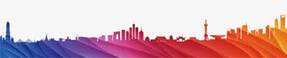 城市剪影彩色背景素材装饰