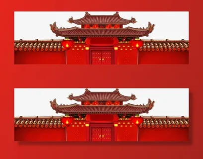 春节古典红色宫殿免抠