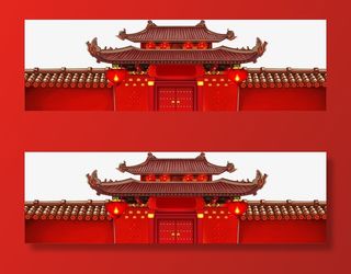春节古典红色宫殿免抠