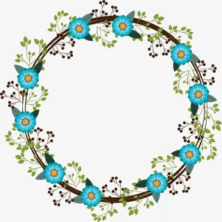 蓝色花环免抠
