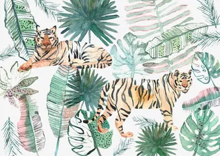 创意彩绘老皮和植物免抠