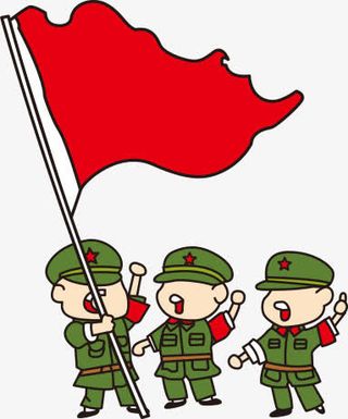 手绘卡通红旗军人敬礼免抠