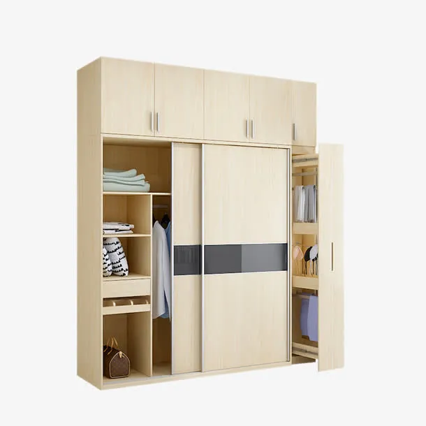 带顶柜的三门衣柜免抠
