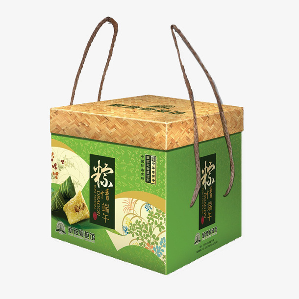 绿色花纹礼盒免抠