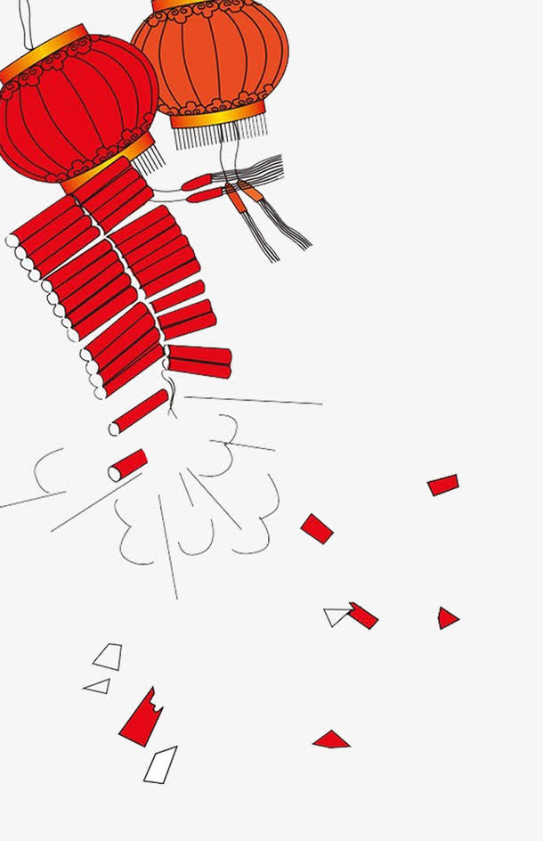 卡通手绘狗年红灯笼免抠