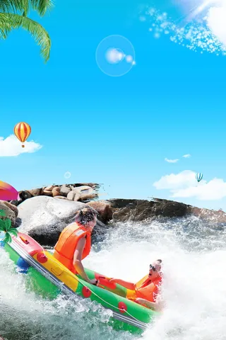 旅游季激情漂流背景高清