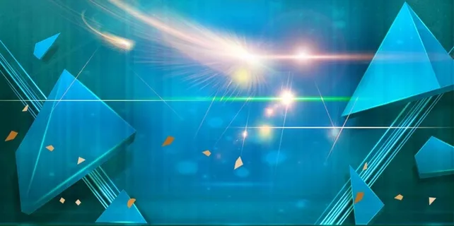 几何科技感光效公司活动年会蓝色海报背景高清 几何科技感光效公司活动年会蓝色海报背景高清