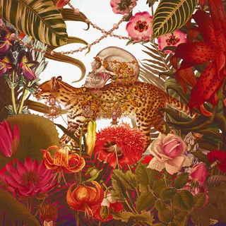 彩绘植物叶子老虎骷髅头图案免抠