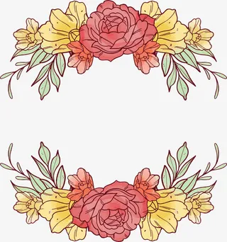 浪漫手绘春天边框免抠