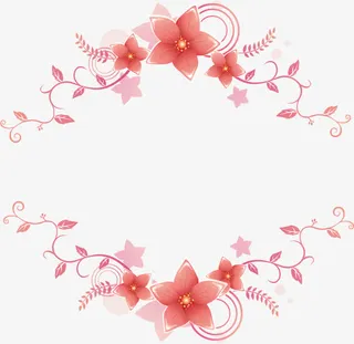 潮流花朵对称免抠