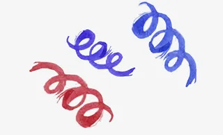 矢量蓝色红蜷缩彩带装饰三款免抠