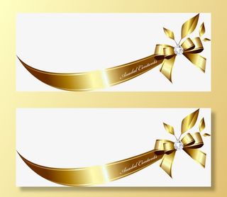 金色缎带蝴蝶结欧式花纹免抠