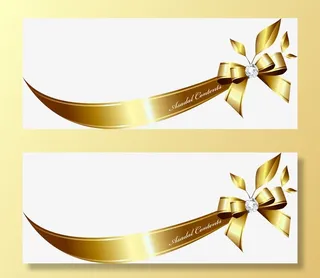 金色缎带蝴蝶结欧式花纹免抠