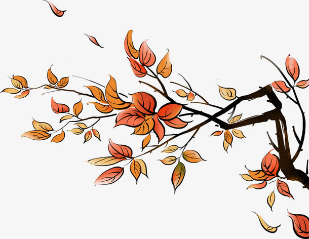 红色艺术树枝创意免抠