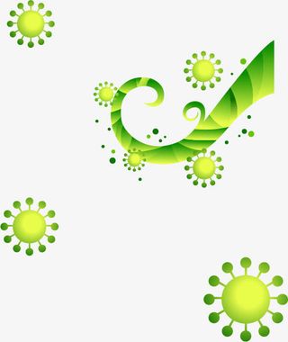 韩国时尚花纹装饰绿色渐变免抠
