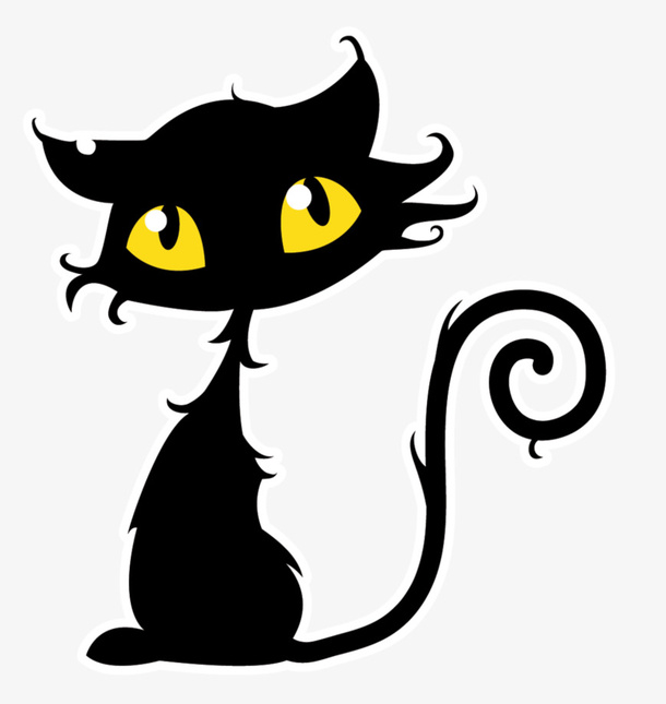 万圣节黄色眼睛小猫免抠