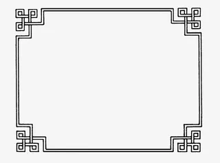 黑色线条中国风边框免抠