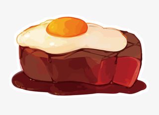 矢量卡通牛排和煎蛋免抠