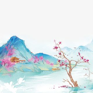 彩色古风装饰场景设计图免抠