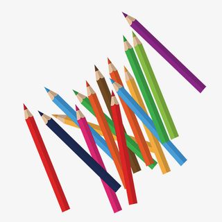 手绘卡通新学期彩色铅笔图案免抠