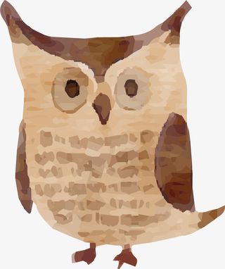 卡通水彩猫头鹰插画设计免抠