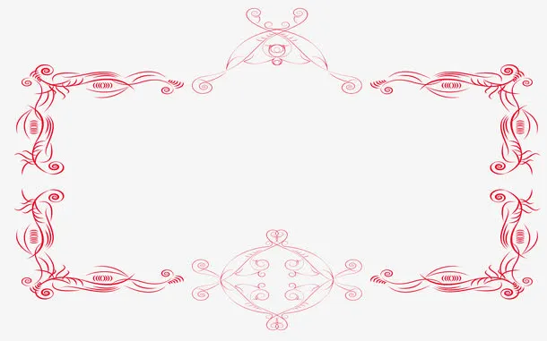 红色相框 传统边框  中国风免抠