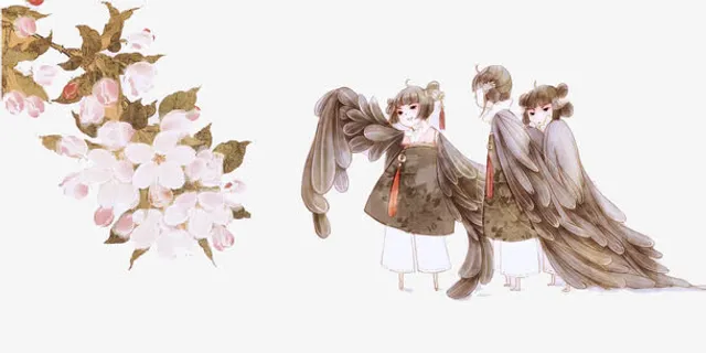 手绘漫画女子免抠