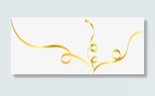 金色简约彩带绸带免抠