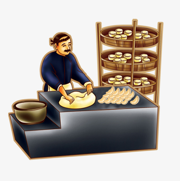 古代人物在揉面包饺子免抠图免抠