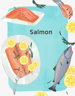 美味三文鱼切片插画免抠