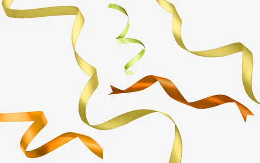 彩色绸缎彩带漂浮素材免抠