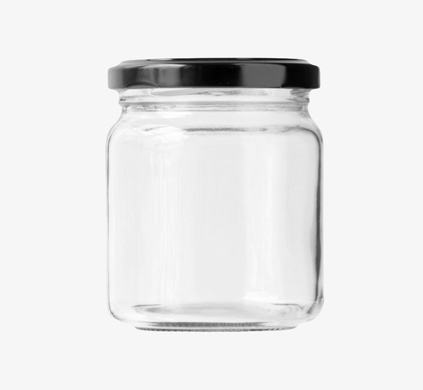 透明反光黑色盖子的广口瓶实物免抠