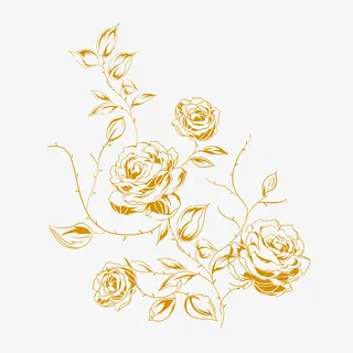金色花华丽玫瑰素材免抠