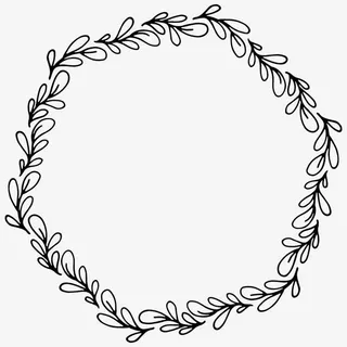 手绘树叶圆环免抠