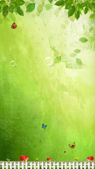 植树节绿叶栅栏春天H5背景素材高清