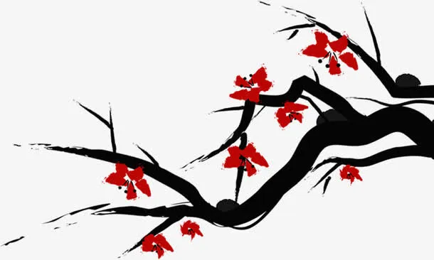 中秋节手绘树枝花朵免抠