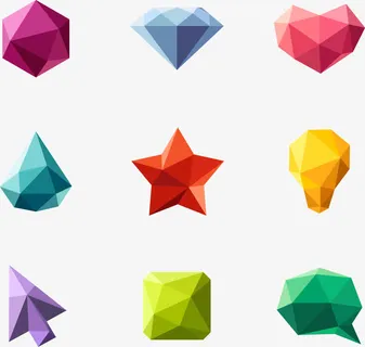 彩色立体多边形免抠 彩色立体多边形免抠