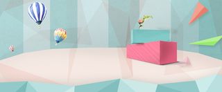 电商夏季上新几何菱形热气球背景高清