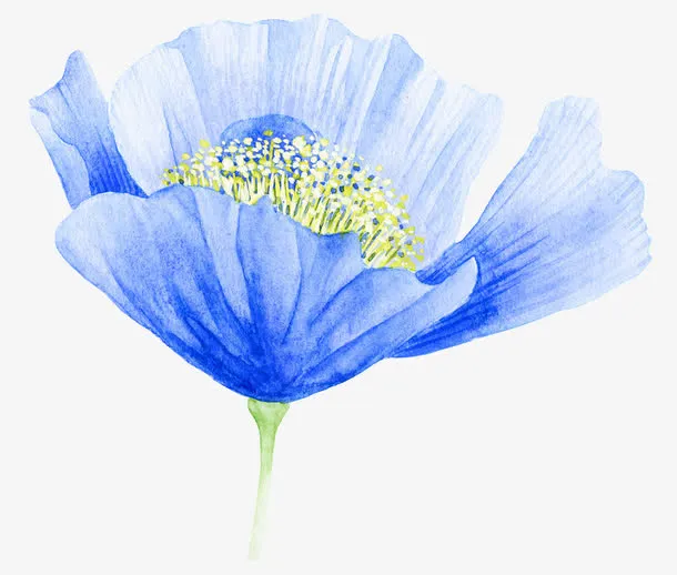 卡通蓝色花装饰素材免抠