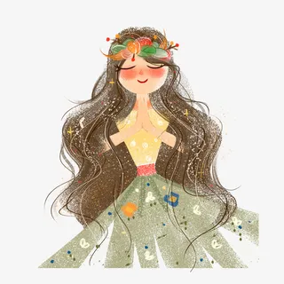 创意卡通手绘女神免抠