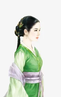 扎辫子美女古风立绘免抠